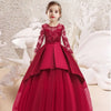 Girls Long Sleeve Lace Embroidery Dress - The Little Big Store