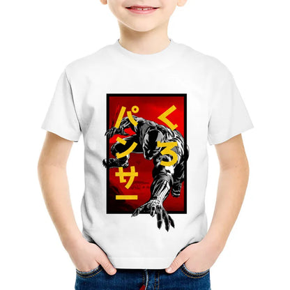 Roar in Style: Children's Fashion Print Black Panther -Shirts