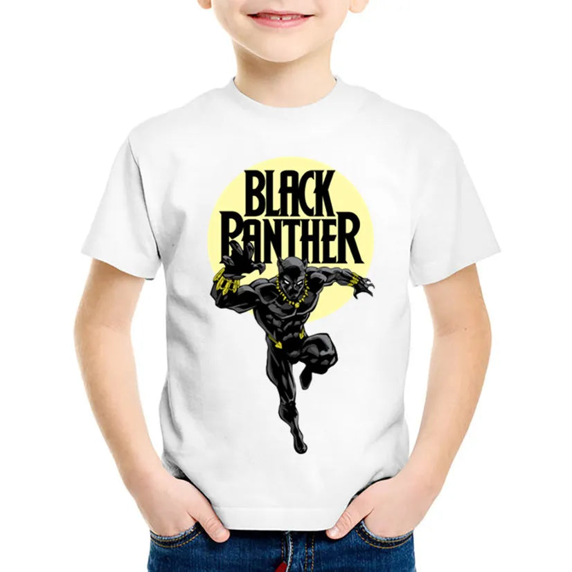 Roar in Style: Children's Fashion Print Black Panther -Shirts