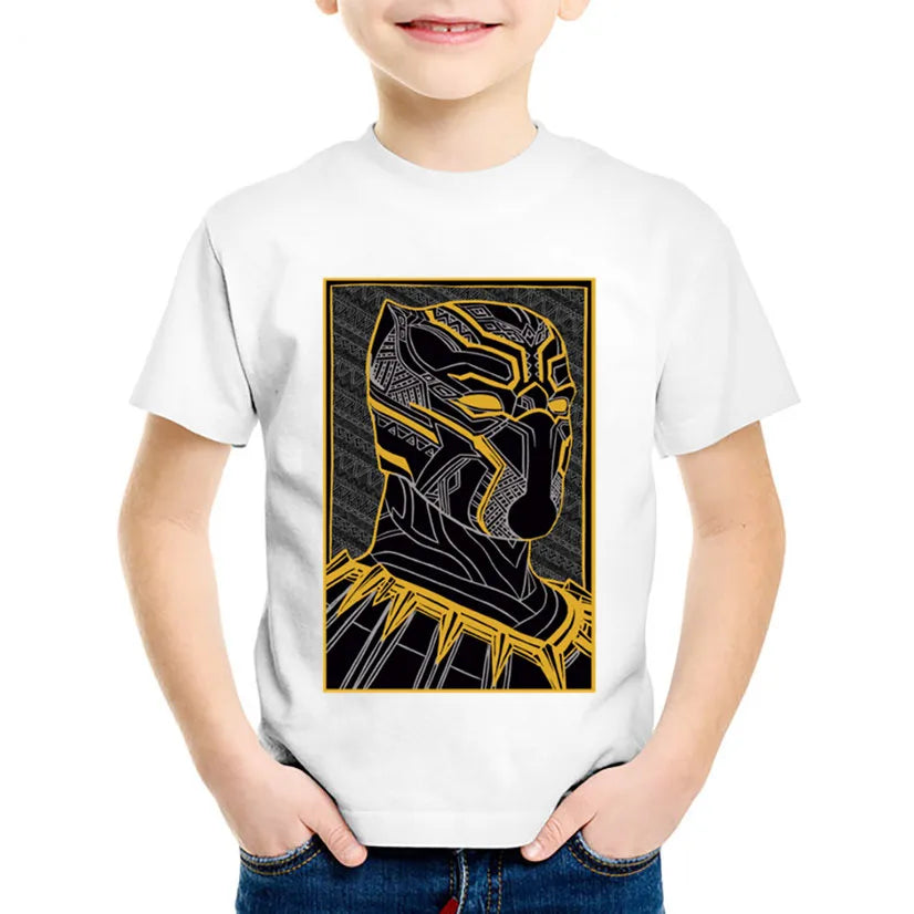Roar in Style: Children's Fashion Print Black Panther -Shirts
