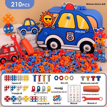 Kids Electric Screw Tool Box – 210 to 220 PCS DIY Construction Toy Set with Optional Electric Drill for Creative Building Play