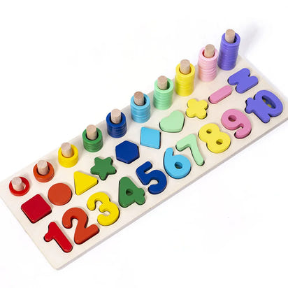 3-in-1 Wooden Educational Toy - Color, Number & Shape Puzzle - The Little Big Store