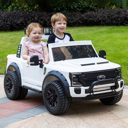 Ford F450 Custom Edition 24V Kids Ride-On Car Truck with R/C Parental Remote | White - The Little Big Store