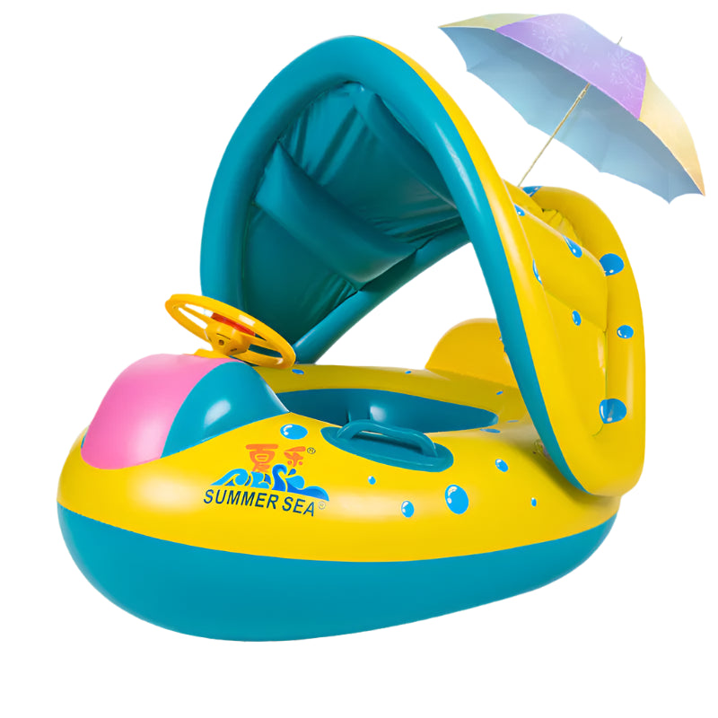 ☀️SplashShade™ Baby Swim Ring – Summer Fun with Sun-Safe Canopy! 🐬🛟
