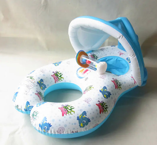 👨‍👩‍👧‍👦☀️ DuoFloat™ SunSafe Swim Ring – Fun & Shade for You and Your Little One! 💦🛟