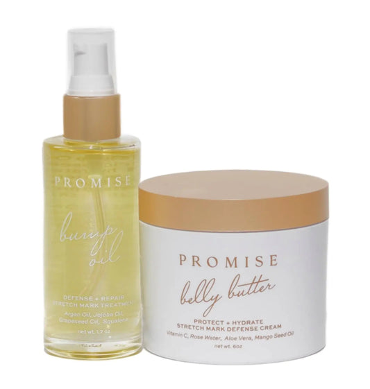 Two skincare products from the brand 'Promise' on a white background