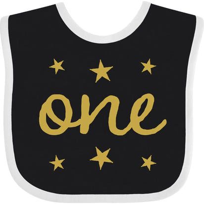 inktastic 1st Birthday Outfit 1 Gold Baby Bib Black and White 25795 - The Little Big Store
