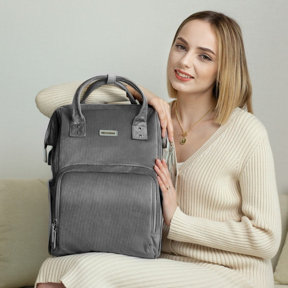 🎒 CozyCord Corduroy Diaper Backpack 🍼 – Stylish & Durable Baby Bag for Modern Parents