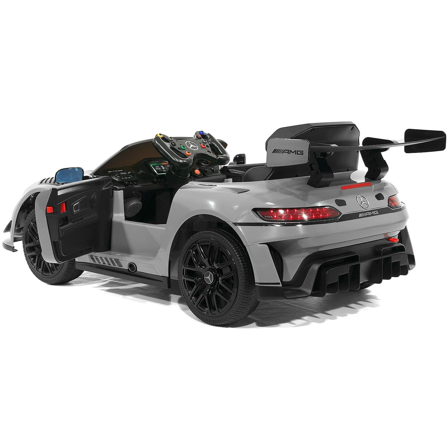 Mercedes AMG GT3 EVO 12V Kids Ride-On Car with R/C Parental Remote | Gray - The Little Big Store