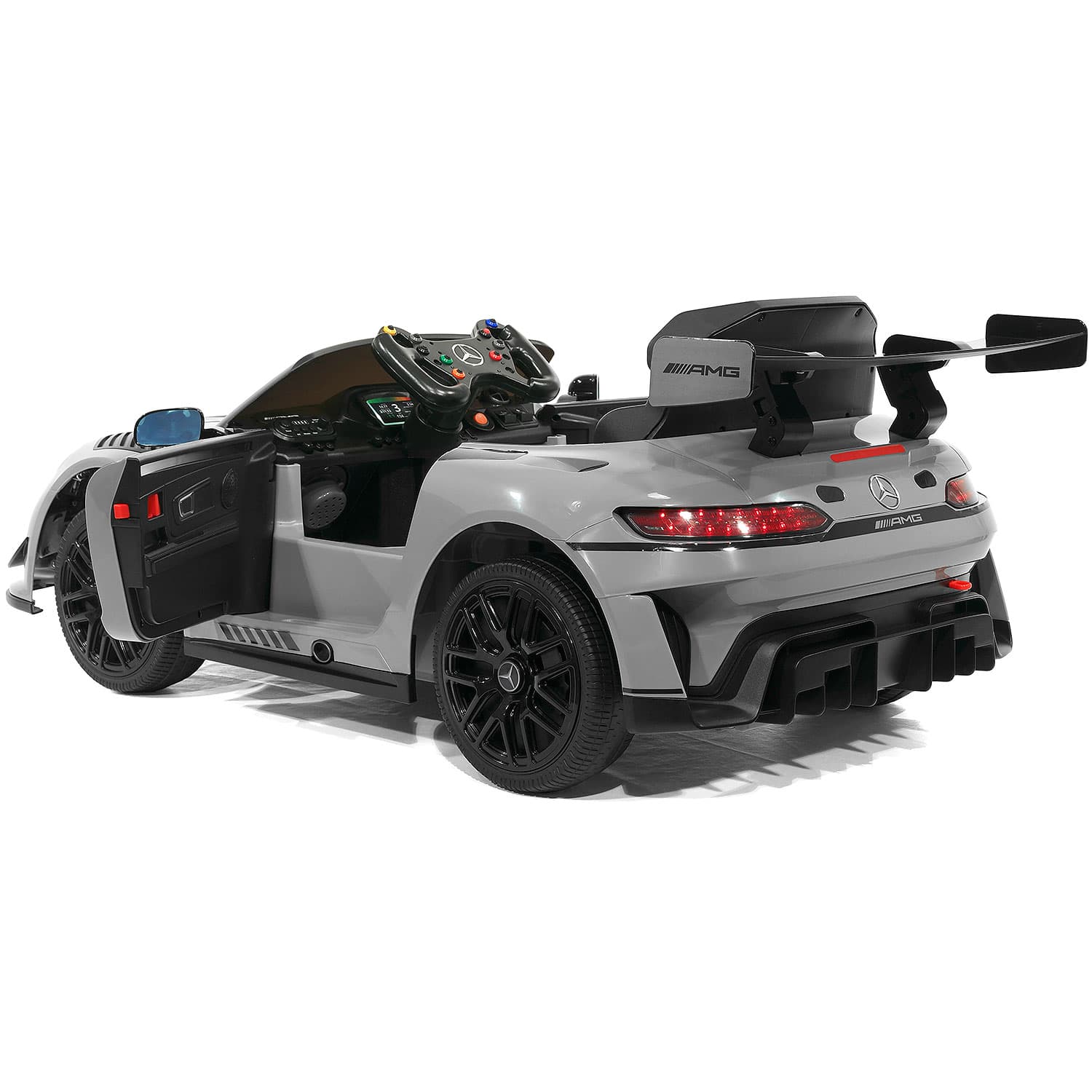 Mercedes AMG GT3 EVO 12V Kids Ride-On Car with R/C Parental Remote | Gray - The Little Big Store