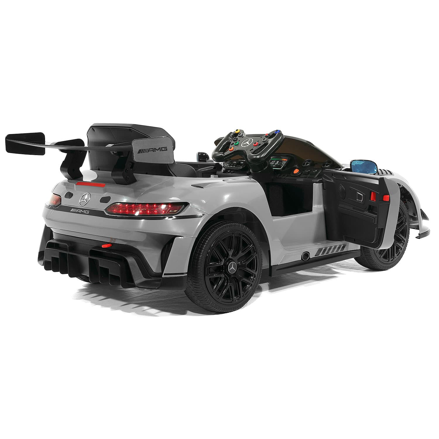 Mercedes AMG GT3 EVO 12V Kids Ride-On Car with R/C Parental Remote | Gray - The Little Big Store