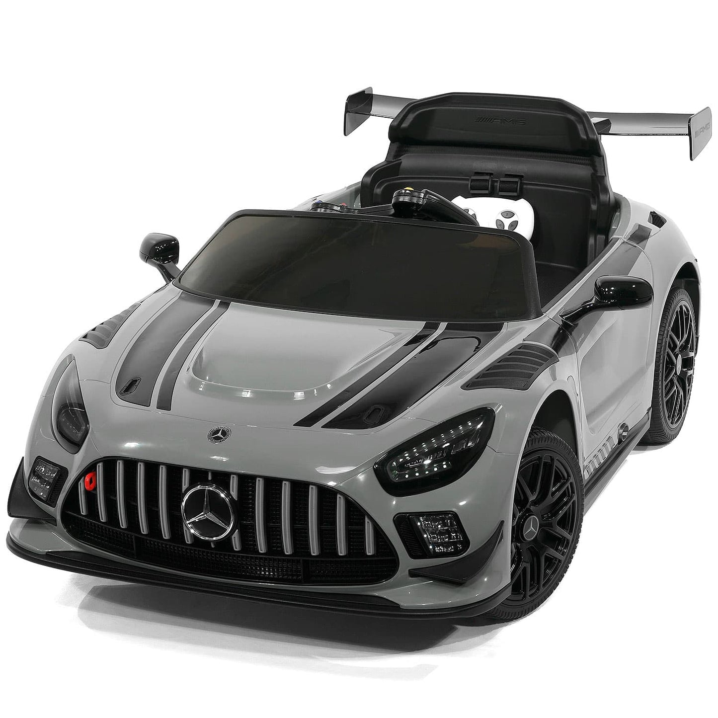 Mercedes AMG GT3 EVO 12V Kids Ride-On Car with R/C Parental Remote | Gray - The Little Big Store