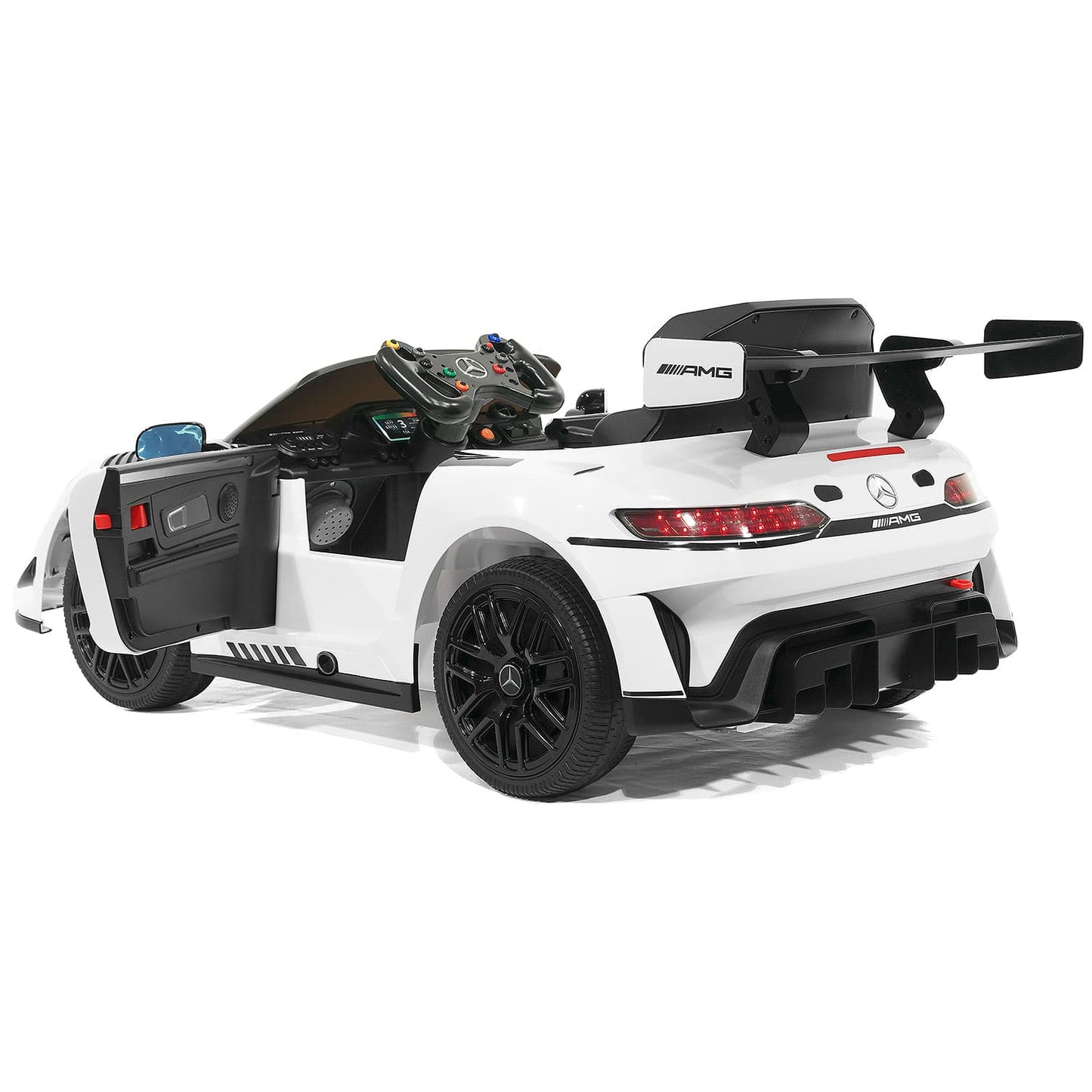 Mercedes AMG GT3 EVO 12V Kids Ride-On Car with R/C Parental Remote | White - The Little Big Store