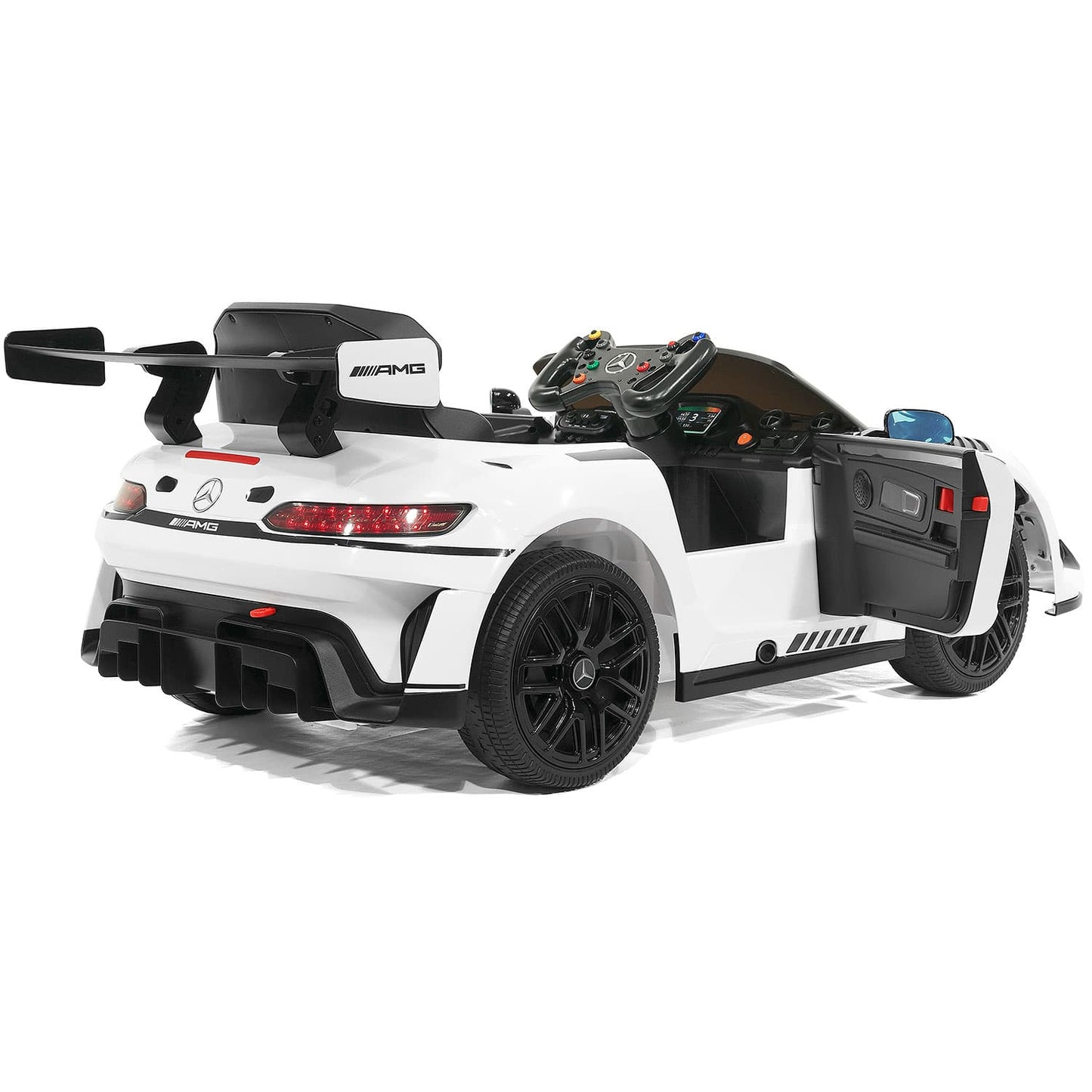 Mercedes AMG GT3 EVO 12V Kids Ride-On Car with R/C Parental Remote | White - The Little Big Store