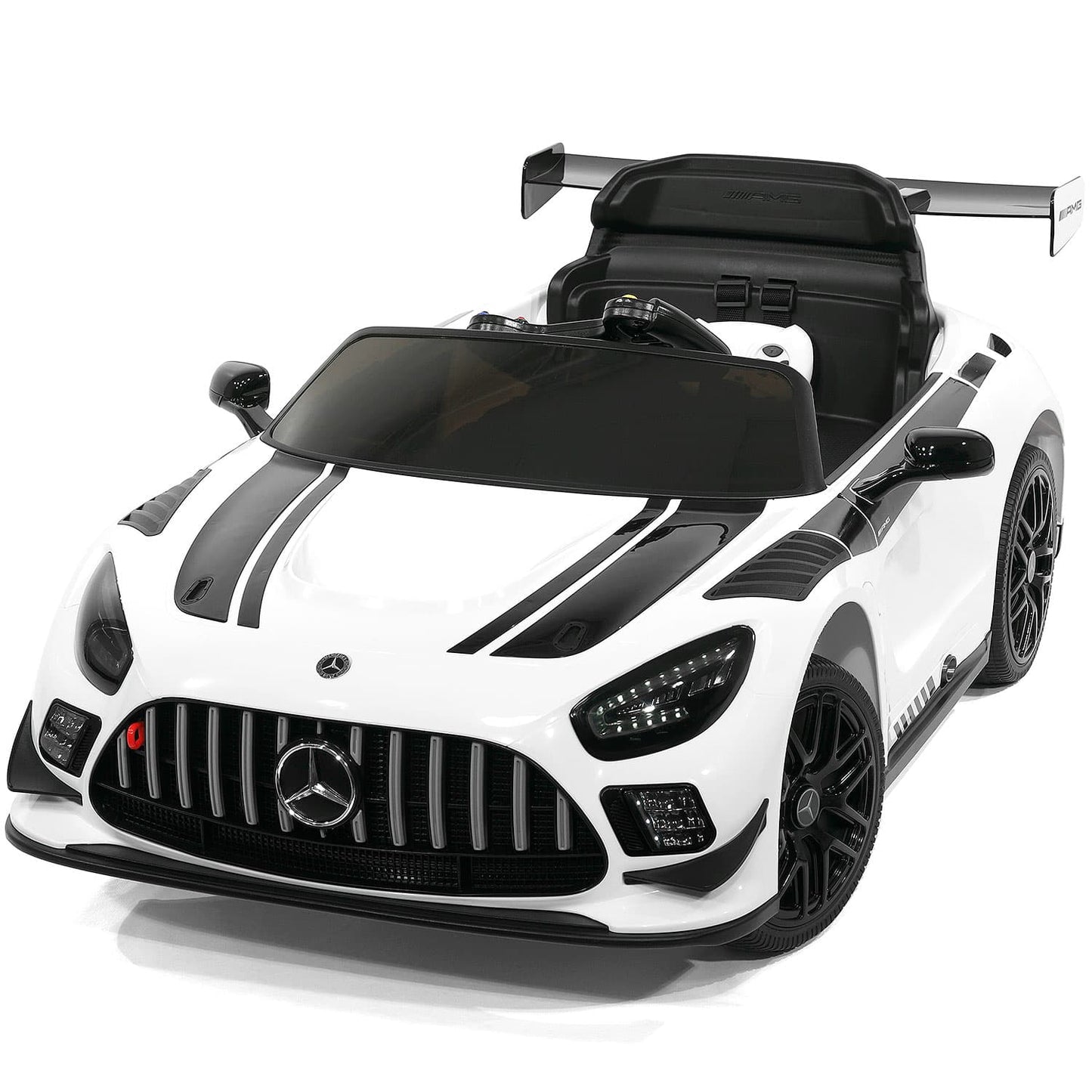 Mercedes AMG GT3 EVO 12V Kids Ride-On Car with R/C Parental Remote | White - The Little Big Store