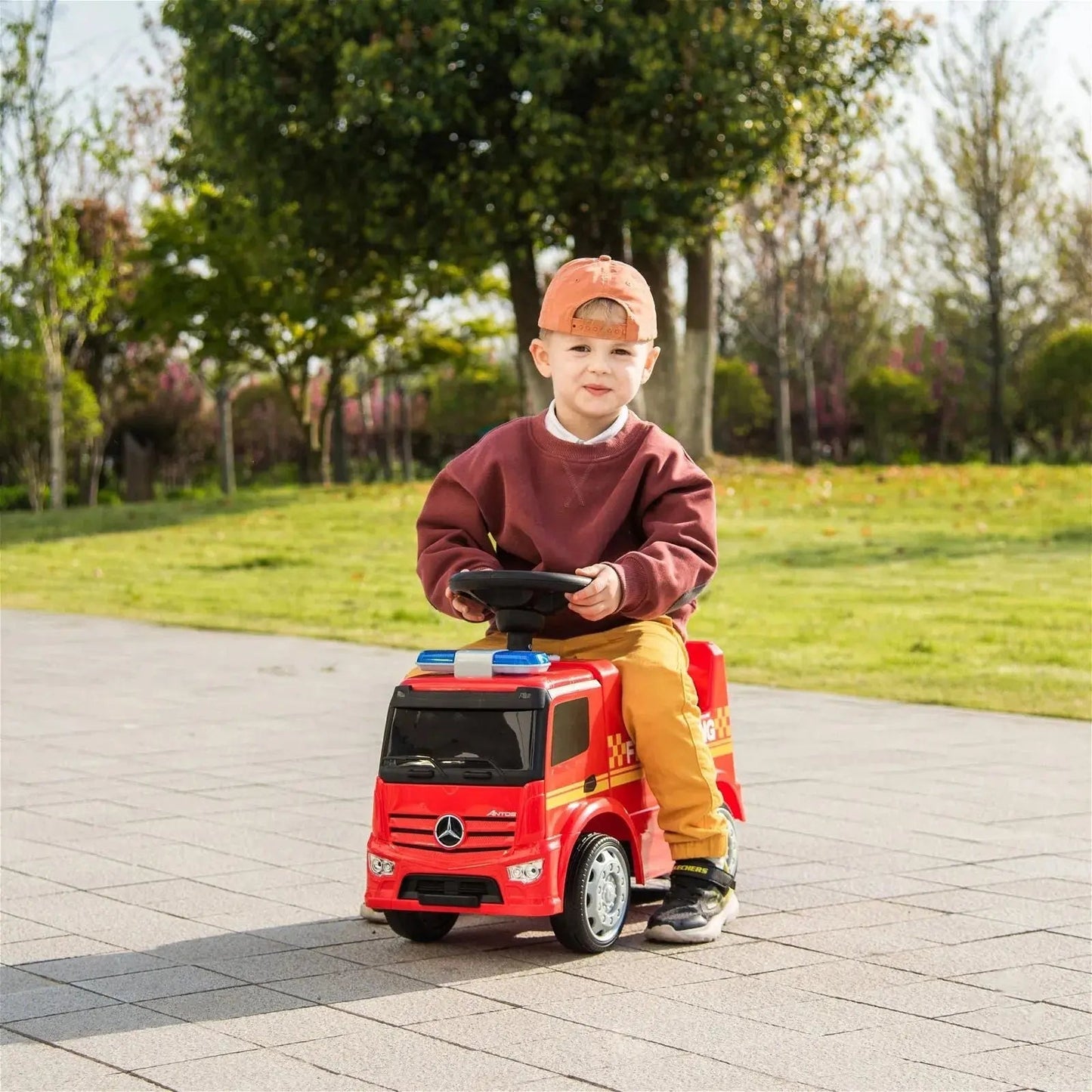 🚒 MiniMerc™ Antos Fire Rider – Foot-to-Floor Truck for Toddlers (1–3 Yrs)