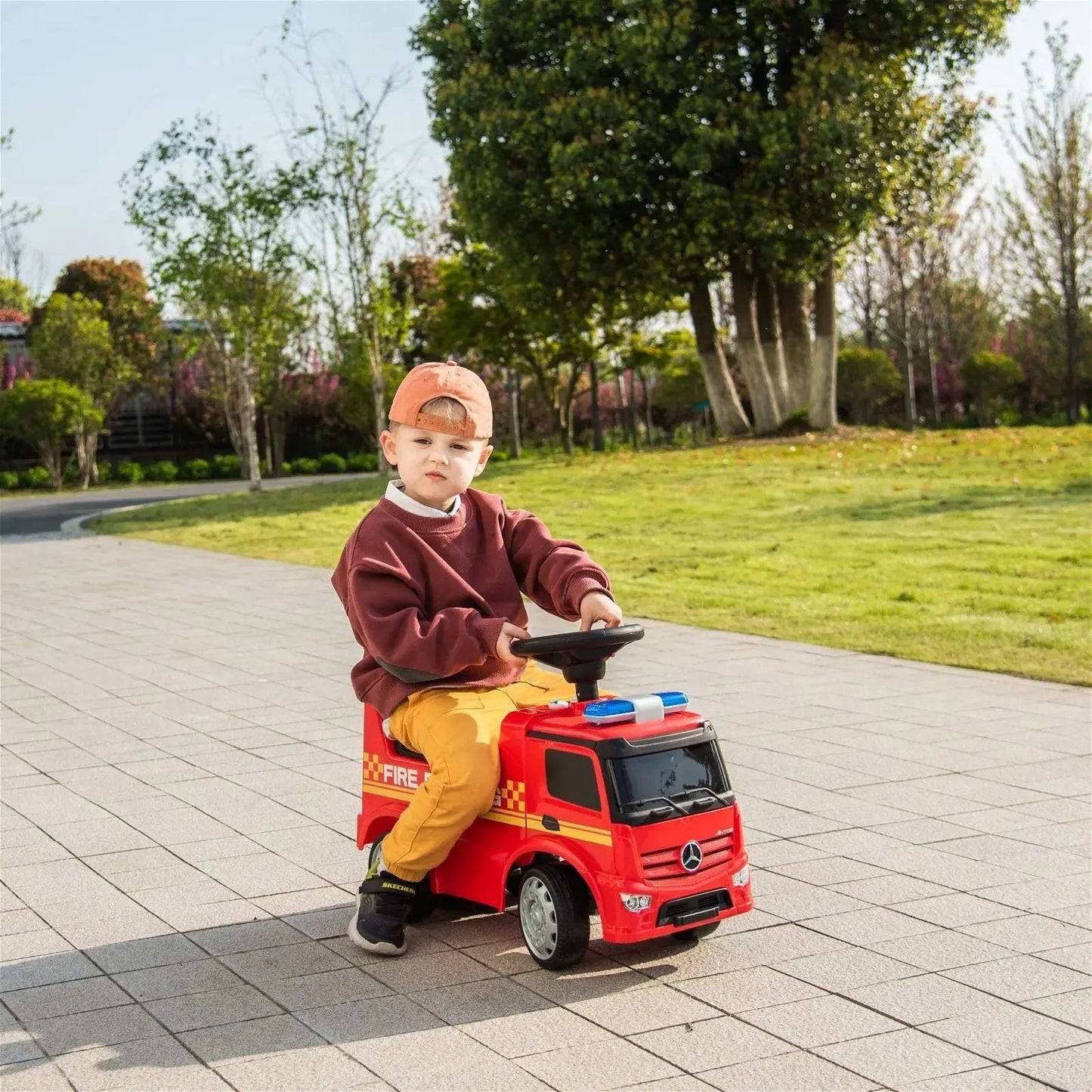 🚒 MiniMerc™ Antos Fire Rider – Foot-to-Floor Truck for Toddlers (1–3 Yrs)