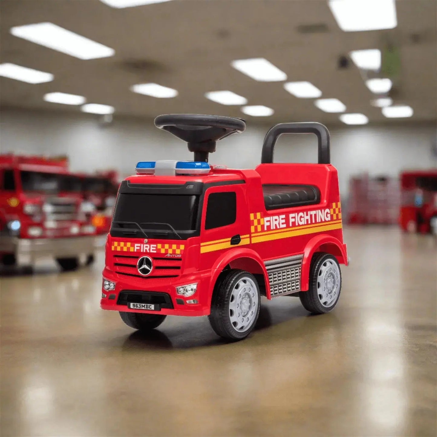 🚒 MiniMerc™ Antos Fire Rider – Foot-to-Floor Truck for Toddlers (1–3 Yrs)