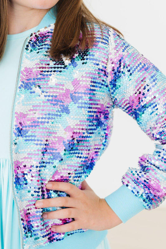 🧜‍♀️ MermaidSparkle Flip Sequin Jacket ✨ – Magical Color-Changing Outerwear for Girls