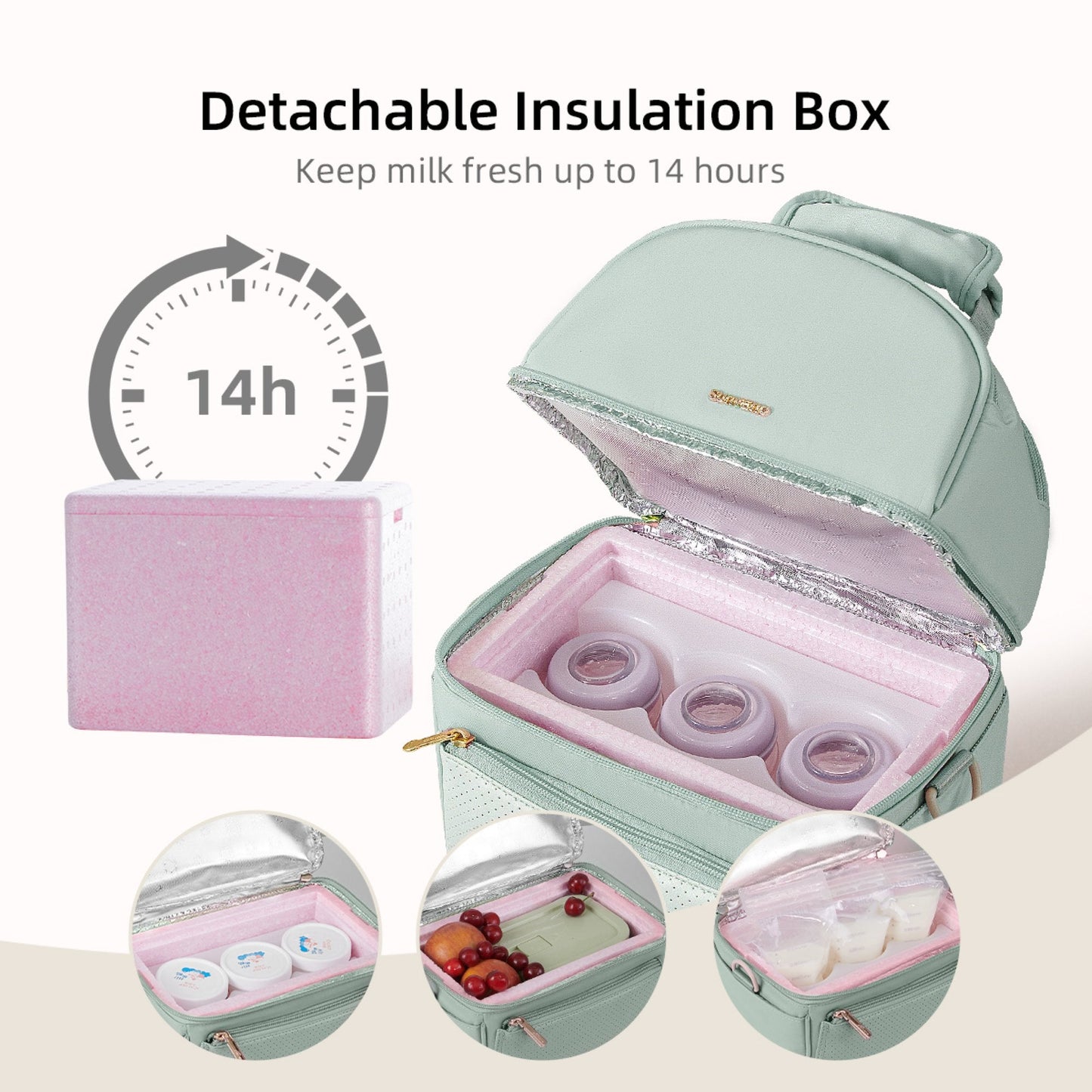 ❄️ ChillNurture Breastmilk Cooler Bag & Detachable Insulation Box Set 🍼 – Portable, Leakproof & Easy-to-Clean