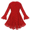 Girls Lace Flowers Long Sleeve Dress - The Little Big Store