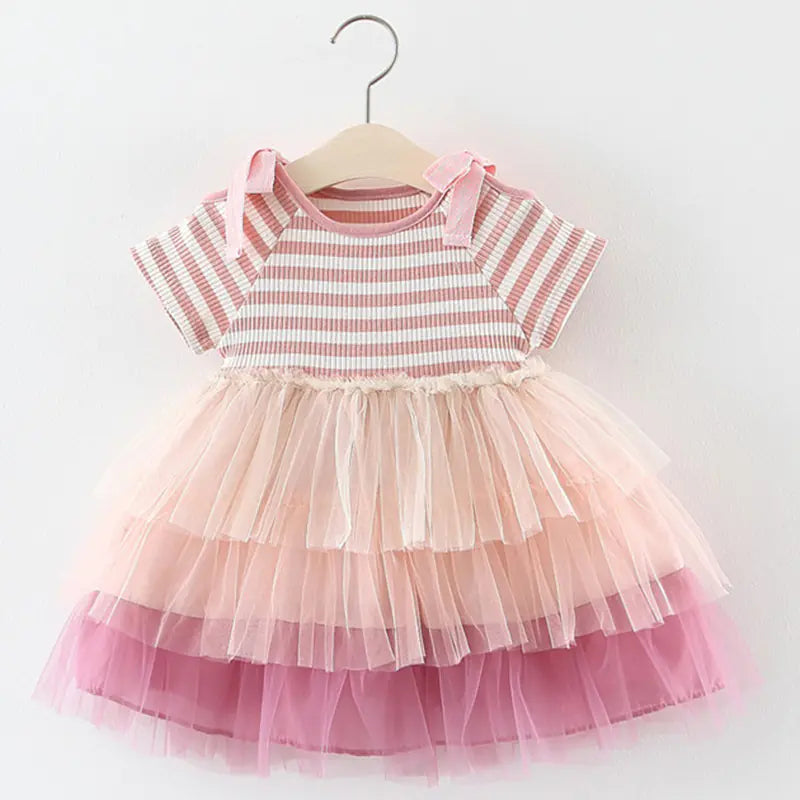 👑 RuffleRoyale™ Girls’ Summer Princess Dress 💖 – Layered Elegance for Little Fashionistas