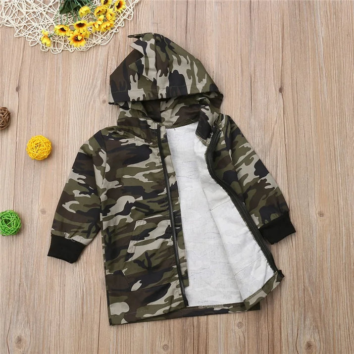 Camouflage Dinosaur Hooded Jacket for Boys - The Little Big Store