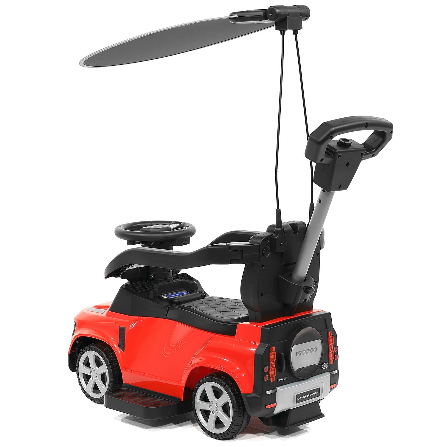 Land Rover Defender Kids Ride on Push Car with Sunshade Canopy | Red - The Little Big Store