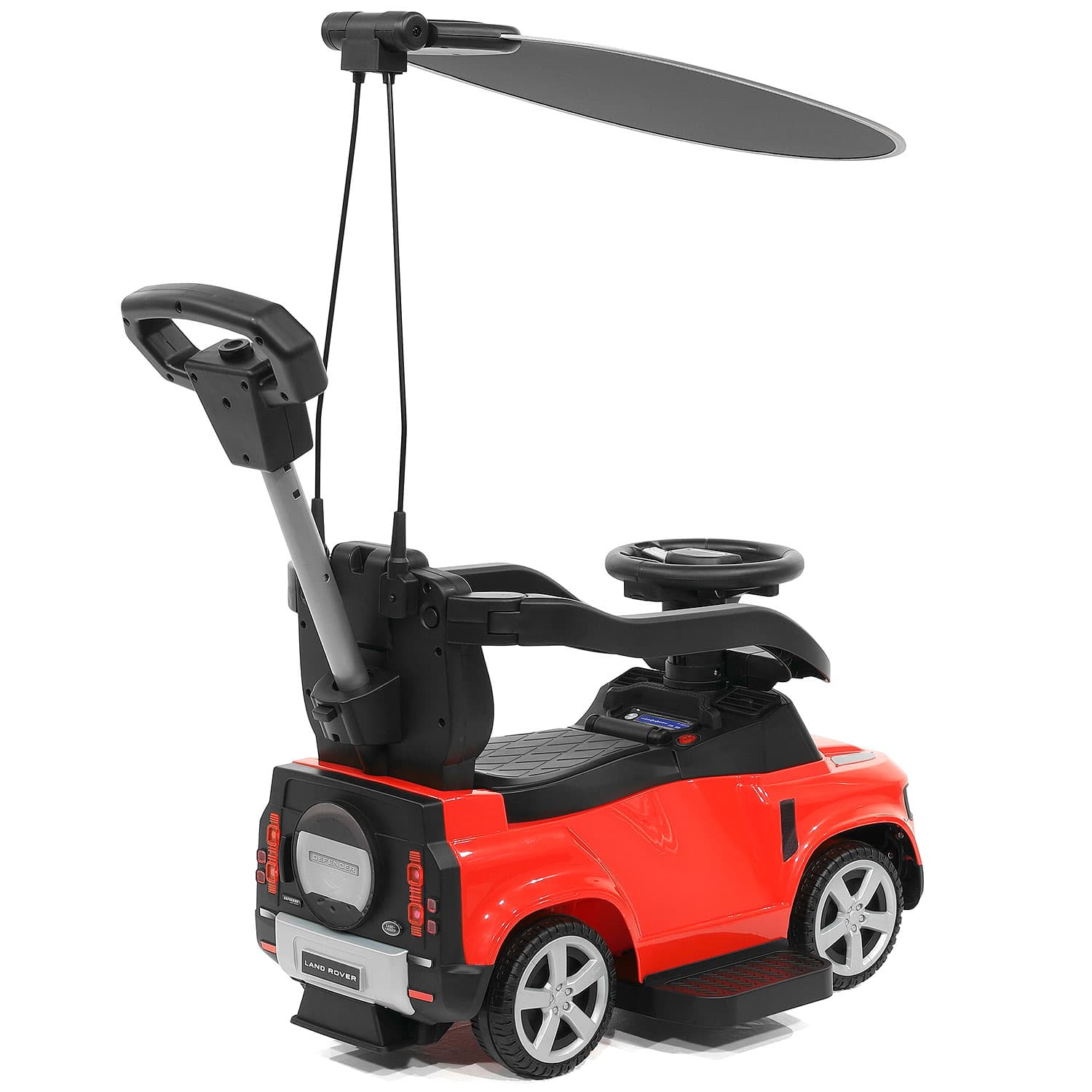 Land Rover Defender Kids Ride on Push Car with Sunshade Canopy | Red - The Little Big Store