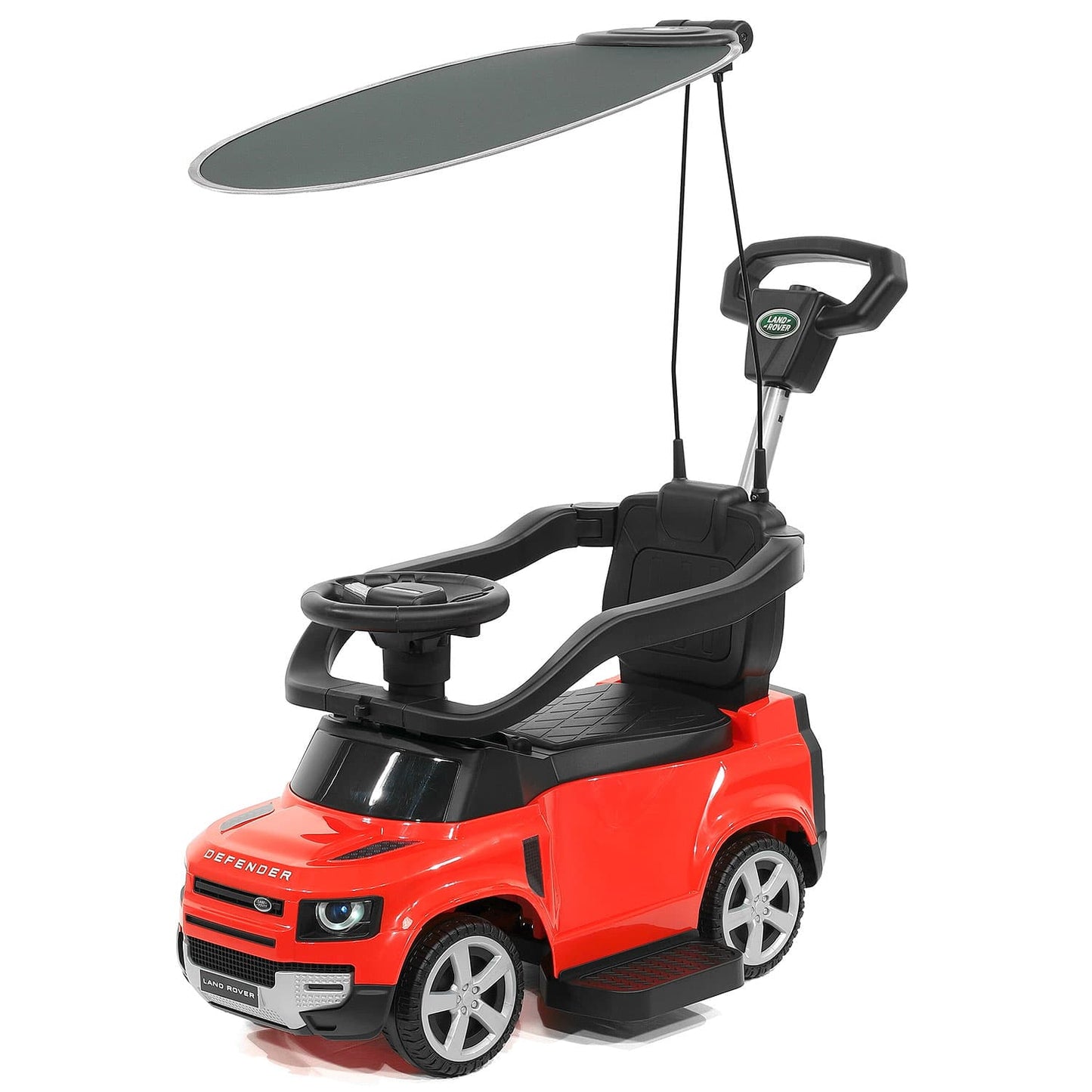 Land Rover Defender Kids Ride on Push Car with Sunshade Canopy | Red - The Little Big Store