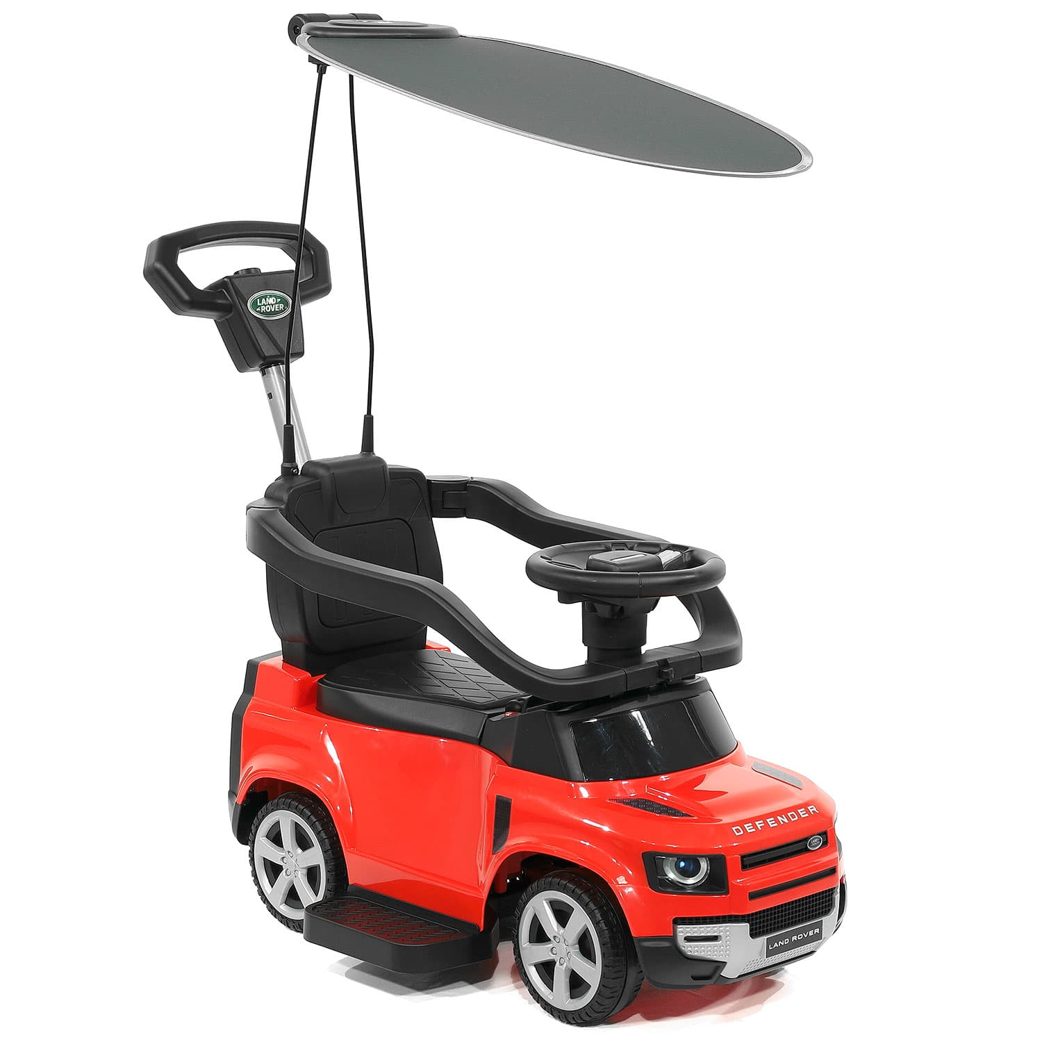 Land Rover Defender Kids Ride on Push Car with Sunshade Canopy | Red - The Little Big Store