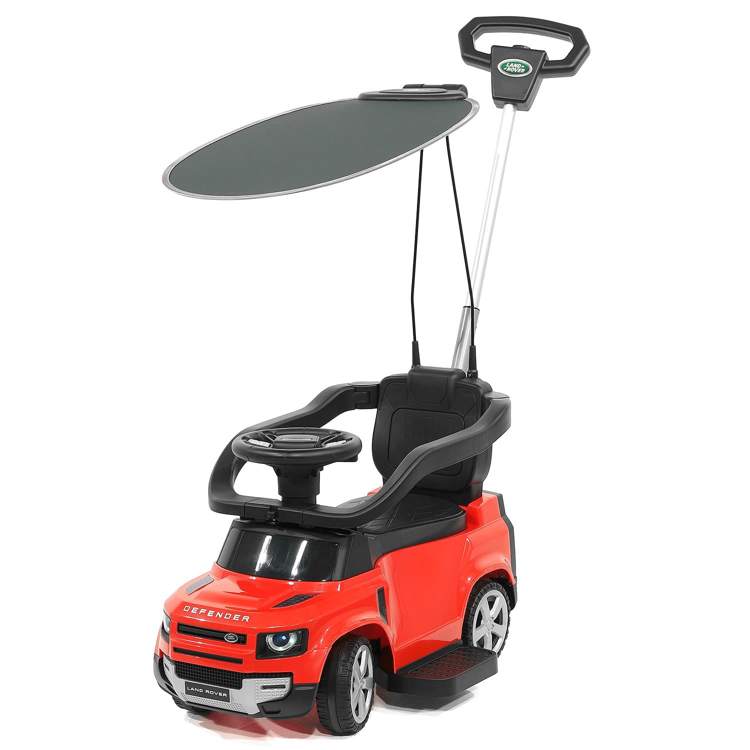 Land Rover Defender Kids Ride on Push Car with Sunshade Canopy | Red - The Little Big Store