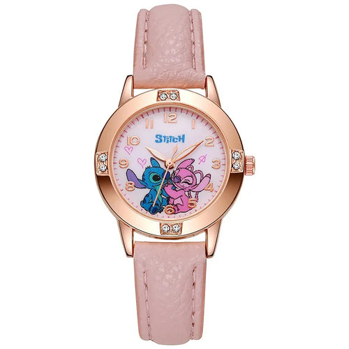 Disney Kids Watches Cute Cartoon Stitch Imitation Diamond Belt