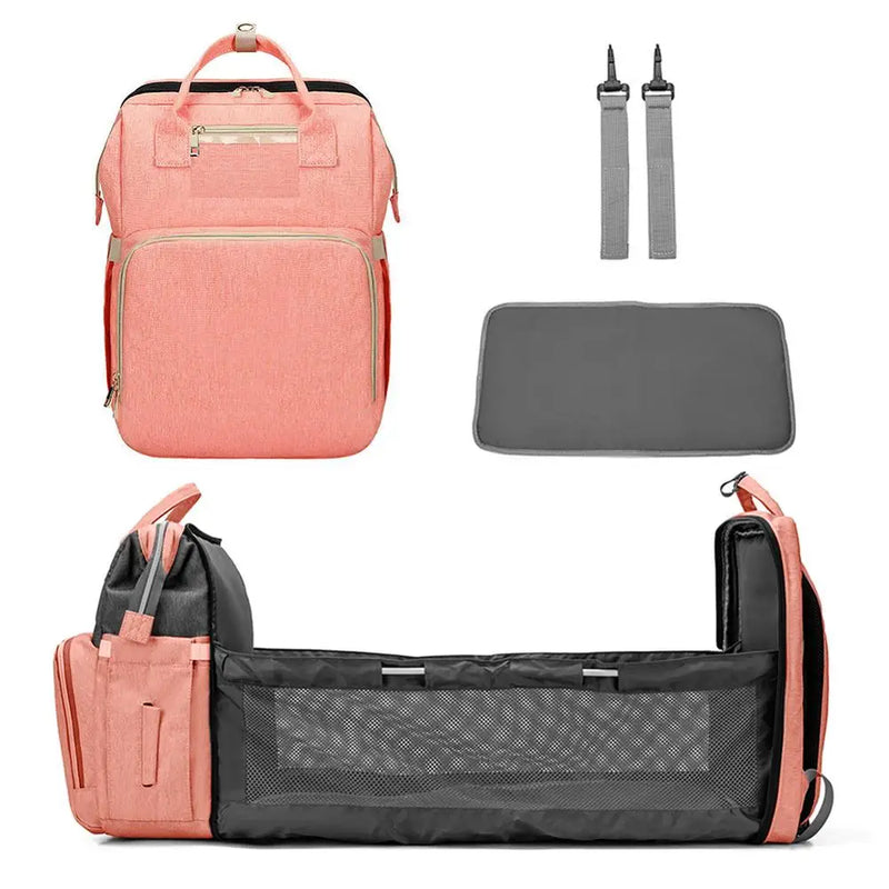 Fashion-Forward Portable Folding Crib Diaper Bag: The Ultimate Multi-Function Baby Backpack!