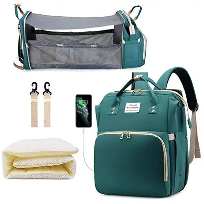 Fashion-Forward Portable Folding Crib Diaper Bag: The Ultimate Multi-Function Baby Backpack!