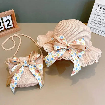 Sunshine Blossom Set: Summer Straw Hat and Handbag Ensemble for Girls - The Little Big Store