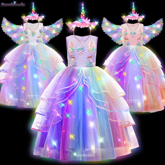 WhimsyBloom™ LED Rainbow Blossom Tutu: EnchantedGlow Edition