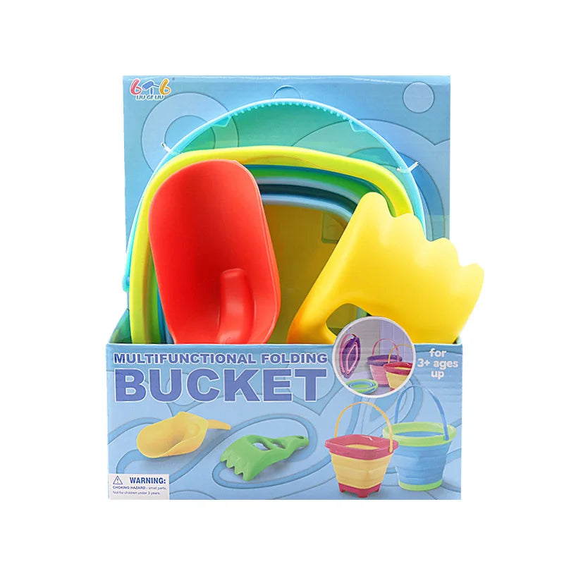 Fold & Fun Telescopic Beach Bucket: Portable Sand Toy and Multi-Purpose Storage for Kids' Summer Adventure - The Little Big Store