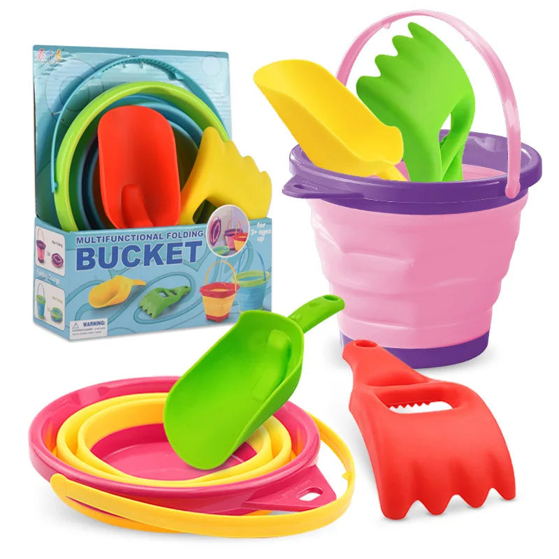 Fold & Fun Telescopic Beach Bucket: Portable Sand Toy and Multi-Purpose Storage for Kids' Summer Adventure - The Little Big Store