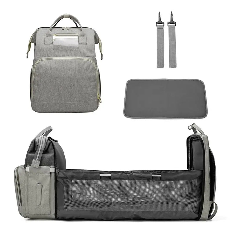 Fashion-Forward Portable Folding Crib Diaper Bag: The Ultimate Multi-Function Baby Backpack!