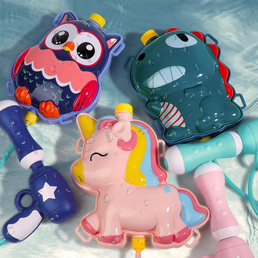 Splash Safari Backpack Water Gun: Cartoon Animal-themed Water Blasters for Kids' Summer Water Battles