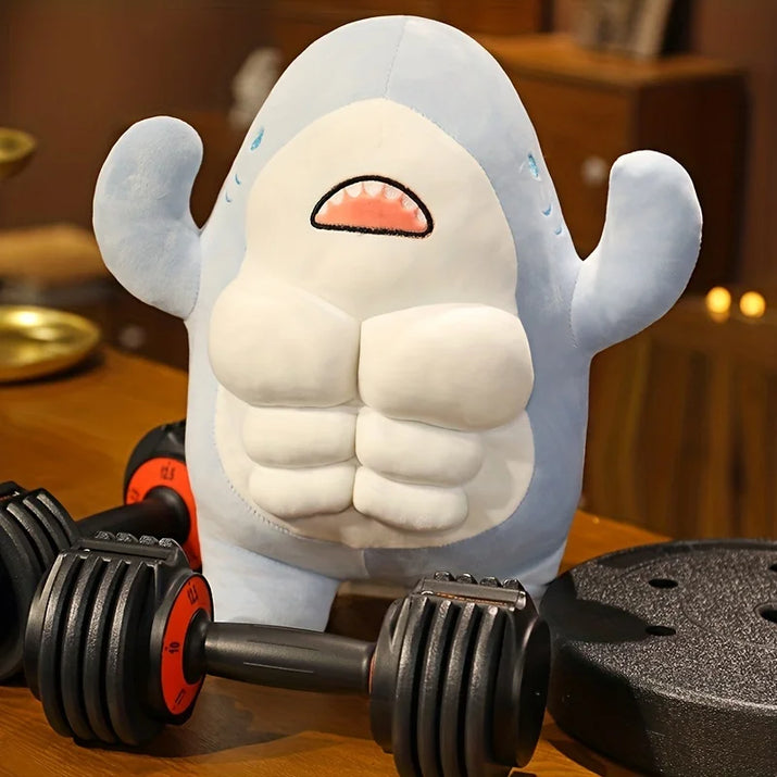 Whale of a Cuddle: Jumbo Muscle Shark Plushie - The Little Big Store