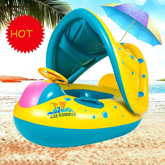 SplashSafe Baby Buoy: Sunshade Inflatable Pool Float for Safe and Fun Infant Swimming