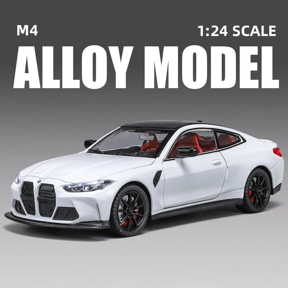 🚗 M4 G82 TurboDiecast™ 1:24 Alloy Sports Car with Lights & Sound ✨ – Realistic Racer for Kids & Collectors!
