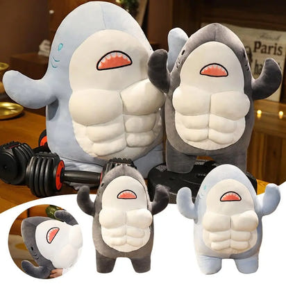 Whale of a Cuddle: Jumbo Muscle Shark Plushie - The Little Big Store