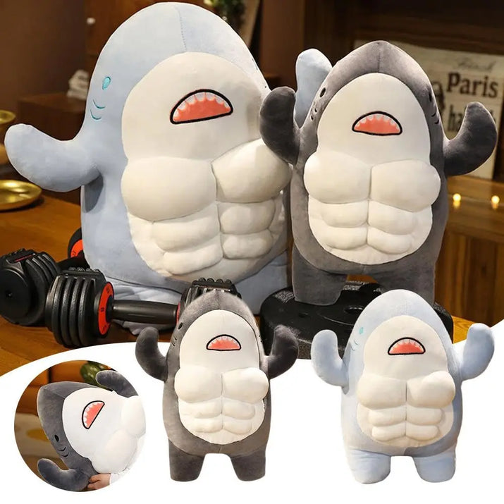 Whale of a Cuddle: Jumbo Muscle Shark Plushie - The Little Big Store