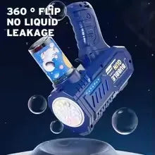 Blue flashlight with water droplets on a dark background