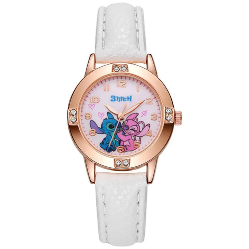 Disney Kids Watches Cute Cartoon Stitch Imitation Diamond Belt