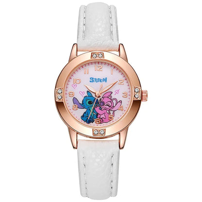 Disney Kids Watches Cute Cartoon Stitch Imitation Diamond Belt