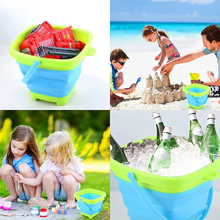 Fold & Fun Telescopic Beach Bucket: Portable Sand Toy and Multi-Purpose Storage for Kids' Summer Adventure - The Little Big Store